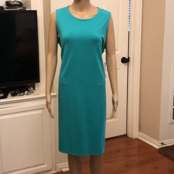 Eileen Fisher Turquoise Crew Neck Dress Size XL - Picture 2 of 7